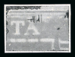 1859 5 Gr. Plate I, dark carmine (carminio scuro), 2 Gr. Plate I, blue (azzurro) on Palermo paper, and 1 Gr. Plate II, olive-grey (oliva grigiastro) on Naples paper, the latter showing position 59 retouch, on registered 
