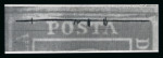 1859 10 Gr., deep blue (assuro scuro), position 8 showing retouch (the upper line above “POSTA” completely re-cut), with good to large margins. Fine used example.  A scarce and attractive example of this recorded retouch