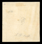 1859 5 Gr. Plate II, bright vermilion (vermiglio vivo), bottom right corner sheet marginal block of four showing position 90 with retouch (horizontal lines above the “G” of “GR”). Fresh unused multiple with large part or