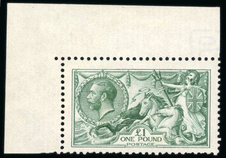 Stamp of Great Britain » King George V 1913 Waterlow £1 green upper left corner marginal mint n.h.
