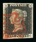 Stamp of Great Britain » 1840 1d Black and 1d Red plates 1a to 11 1840 1d black pl.2 LC with good margins and fine strike of orange-red MC