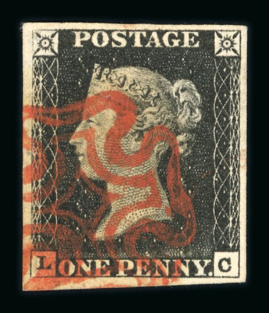 Stamp of Great Britain » 1840 1d Black and 1d Red plates 1a to 11 1840 1d black pl.2 LC with good margins and fine strike of orange-red MC