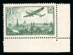 Stamp of France » Poste Aérienne 1936, 50f vert foncé Y&T n° 14b neuf **, superbe coin