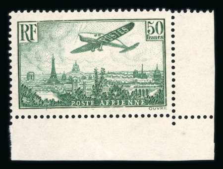 Stamp of France » Poste Aérienne 1936, 50f vert foncé Y&T n° 14b neuf **, superbe coin
