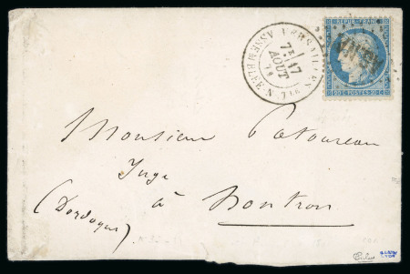 Stamp of France » Siège de Paris 1870 1871, Cérès dentelé 20cts bleu Y&T n° 37 oblitéré sur