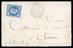 Stamp of France » Empire Lauré 1863-1870 1867, Napoléon III Lauré 20cts bleu Y&T n° 29A oblitéré