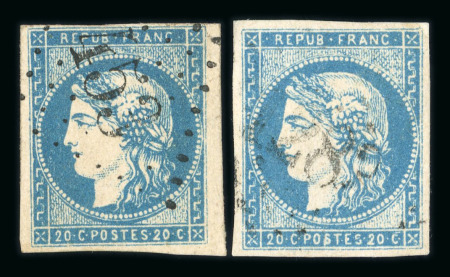 Stamp of France » Emission de Bordeaux 1870 1870, Bordeaux 20cts Y&T n° 44A et n° 44B oblitérés,