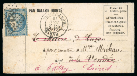 Stamp of France » Ballons Montés 1870, petit ballon monté départ 03/11/1870 (Le Ferdinand