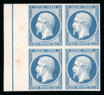 Stamp of France » Présidence de 1852 1852,  type Présidence 25c bleu essai en bloc de quatre