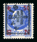 Stamp of France » Libération Paris 5e Surcharge : 1944, Pétain 1f50 bleu avec 5e