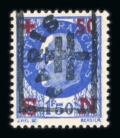 Stamp of France » Libération Paris 5e Surcharge : 1944, Pétain 1f50 bleu avec 5e