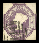1847–54 6d. A fine and attractive group of three singles, all with clear to large margins and neatly cancelled