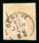 Stamp of Switzerland / Schweiz » Sitzende Helvetia Ungezähnt » Dünnes Papier 1858, 20 Rp. orange, 1. Berner Druckperiode
