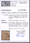Stamp of Switzerland / Schweiz » Sitzende Helvetia Ungezähnt » 1857-62 Berner Druck, Dickes Papier 1862, 2 Rp. grau, 4. Berner Druckperiode
