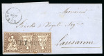 Stamp of Switzerland / Schweiz » Sitzende Helvetia Ungezähnt » 1857-62 Berner Druck, Dickes Papier 1862, 5 Rp. braun, 4. Berner Druckperiode, 3 Einzelmarken