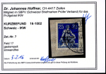 IKW: 25 Rp. blau mit dünnem Aufdruck