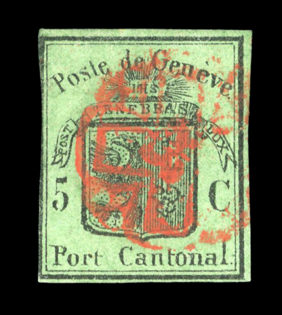 Stamp of Switzerland / Schweiz » Kantonalmarken » Genf 1848, grosser Adler dunkelgrün, farbfrisch