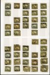 Part Reconstruction of the 1 Grana used Plate Two  1 Gr. light olive green (shades) plate II, used partial reconstruction, with 14 positions missing and 26 positions present in duplicate or quadruplicate copies. 118 stam