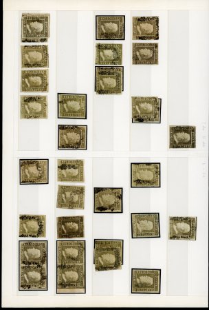 Stamp of Italian States » Sicily » 1 Grano, Plate I » Stamps Sicily 1859 1 Grana Unused and Used Part Reconstruction of Plate I, State II