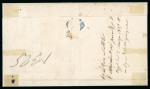 Stamp of Italian States » Sicily » Cancellations (ordered by towns alphabetically) CEFALU: 1859 (12.3) Folded registered letter sheet to Palermo, franked 2 Gr. plate I, NA paper (Sass. 6a), position 62 and 64, with fancy oval CEFALU in grey-black (Ocf - P.12) with oval ASSIURATA in black alongside, ve