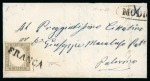 Stamp of Italian States » Sicily » Cancellations (ordered by towns alphabetically) MODICA: 1861 (19.5) Folded letter sheet Scicli to Palermo, franked Sardinia 10c grey with good to very rare large margins (Sass. 14Cf), tied FRANCA straight-line hs in black with oval MODICA hs alongside (Osf. - P.12)