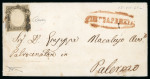 Stamp of Italian States » Sicily » Cancellations (ordered by towns alphabetically) PIETRAPERZIA: 1861 Sardinia 10c dark grey bistre tied by horseshoe cancel with red oval PIETRAPERZIA alongside on 1861 cover