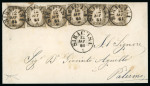 Stamp of Italian States » Sicily » Cancellations (ordered by towns alphabetically) SIRACUSA: 1861 Sardinia 10c dark olive grey, six  examples all neatly tied by SIRACUSA/12.SET.61 cds on a 1861 folded letter sheet