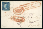 Stamp of Italian States » Sicily » Cancellations (ordered by towns alphabetically) MARITIME MAIL - NAPOLI: "Paechetto a Vap di Sicilia Fuori Vagigi" red boxed cachet alongside 2 Gr. cobalt blue, plate I, on cover and cover front