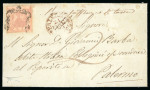 Stamp of Italian States » Sicily » Cancellations (ordered by towns alphabetically) MARITIME MAIL - PALERMO: Naples 2 Gr. brownish pink, plate I tied horseshoe cancels in black on cover and in black on fragment