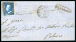 Stamp of Italian States » Sicily » Cancellations (ordered by towns alphabetically) PALAGONIA: 1859 (27.5) cover franked 2 Gr. very dark blue plate III, NA paper with oval PALAGONIA alongside