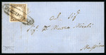 Stamp of Italian States » Sicily » Cancellations (ordered by towns alphabetically) PIEDIMONTE: 1861 Sardinia 10c dark brown tied by black oval PIEDIMONTE on 1861 cover to Messina