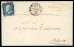 Stamp of Italian States » Sicily » Cancellations (ordered by towns alphabetically) SALEMI: 1859 (23.5)cover sent to Palermo with 2 Gr. plate I, with red SALEMI handstamp adjacent
