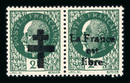 Stamp of France » Libération Bologne Hte-Marne : 1944, dyptique Pétain 2f vert Mayer