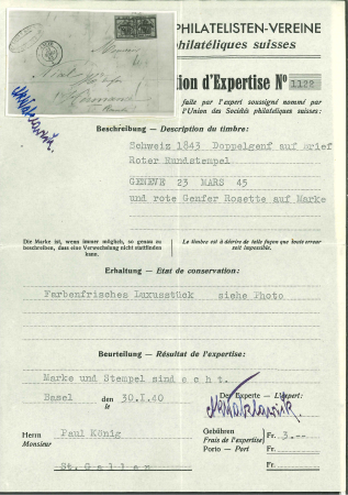 1845, Doppelgenf, in besonders frischen Farben