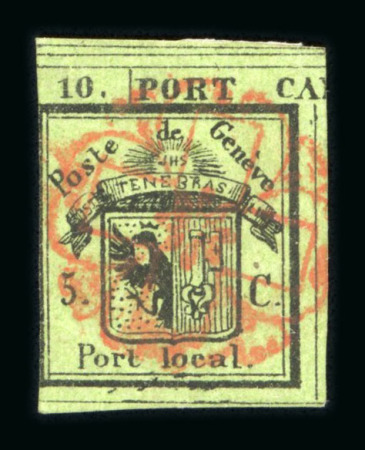 Stamp of Switzerland / Schweiz » Kantonalmarken » Genf 1843, linke Hälfte der Doppelgenf, farbfrisch