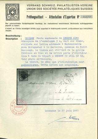 1852, Ganzsachenausschnitt, in frischen Farben