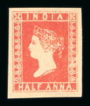 Stamp of India » 1854 Lithographs India 1854 1/2a vermillion unused, very good even margins