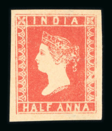 Stamp of India » 1854 Lithographs India 1854 1/2a vermillion unused, very good even margins