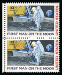 Stamp of United States » 1919 Issues onwards USA 1969 "Unknown Astronaut" with variety red colour omitted from the American flag on the Astronaut on top stamp in mint n.h. vertical pair with normal stamp