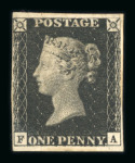 Stamp of Great Britain » 1840 1d Black and 1d Red plates 1a to 11 GB 1840 1d black pl. 9 FA with close to large margins, mint original gum