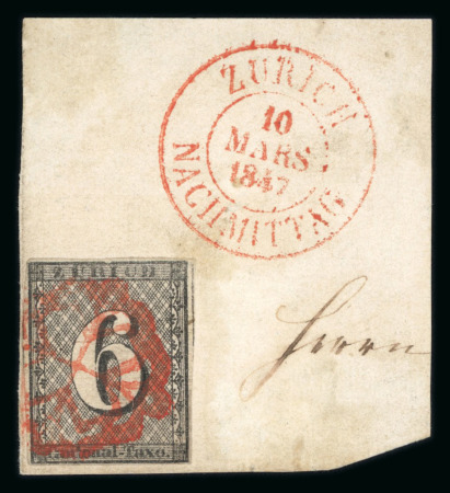 Stamp of Switzerland / Schweiz » Kantonalmarken » Zürich 1847, Zürich 6, Type III, 13. Marke des Bogens