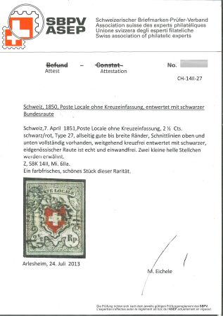 1851, Poste Locale ohne Kreuzeinfassung, Type 27