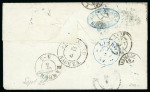 Stamp of Portugal 1854 (Apr) wrapper from Setúbal to Sweden (to the Admiral of Carlscrona) with 1853 25 Reis blue