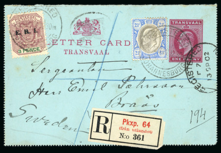 Stamp of South Africa » Anglo Boer War 1902-07, group of 4 registered covers + one front all bearing Transvaal ERI/VRI stamp