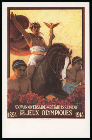 Stamp of Olympics » Non-Olympic and Anti-Olympic Championships Olympics 1914-1920 group of three postcards incl. 1914 Reestablishment unused picture postcard and 1919 Pershing Games in Paris unused postcard