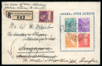 Stamp of Switzerland / Schweiz » Blockausgaben 1934, NABA-Block mit Zusatzfrankatur Tellbrust 10 Rp.