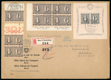 Stamp of Switzerland / Schweiz » Blockausgaben 1943, Jübiläumsblock mit schöner Zusatzfrankatur, auf Ersttagsbrief
