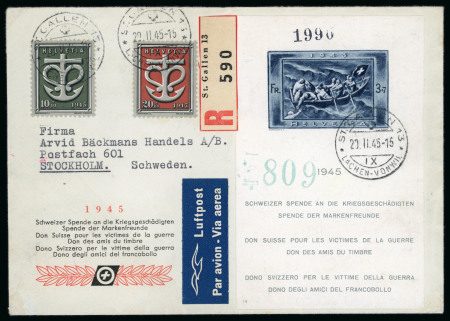Stamp of Switzerland / Schweiz » Blockausgaben 1945, Spendeblock mit Zusatzfrankatur