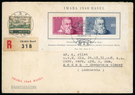 Stamp of Switzerland / Schweiz » Blockausgaben 1948, IMABA Block mit Zusatzfrankatur