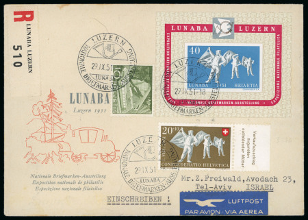 Stamp of Switzerland / Schweiz » Blockausgaben 1951, LUNABA Block mit Zusatzfrankatur